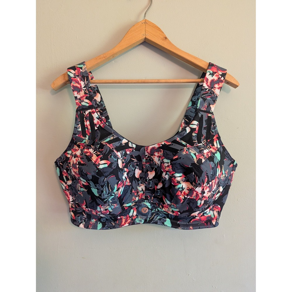 Livi Active Lane Bryant Floral Underwire Max Support Sports Bra 40DDD Black Pink
